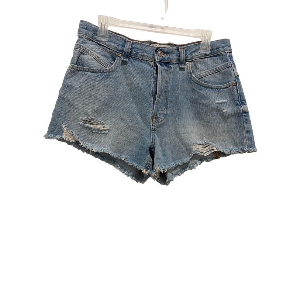 Free People We The Free Light Wash Fray Hem Denim Shorts Size 28 Summer
